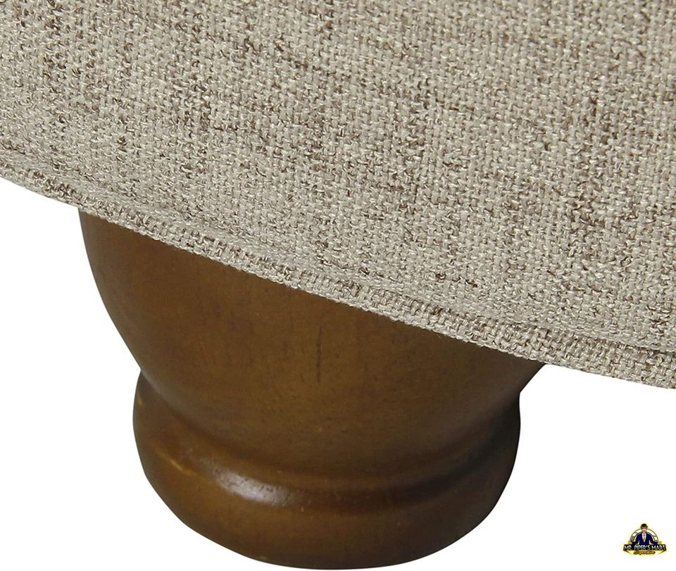 Large Button Tufted Round Storage Ottoman with Storage (Light Tan)