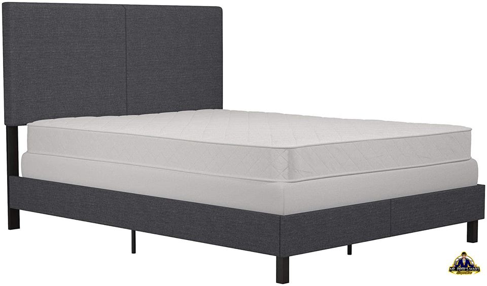 Upholstered Modern Bed Design Queen Grey Linen frame and headboard