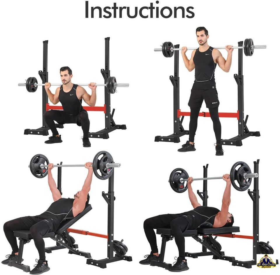 Bench Press Rack Stand Home Gym Adjustable Weight Rack 550Lbs