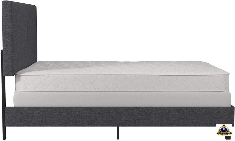 Upholstered Modern Bed Design Queen Grey Linen frame and headboard