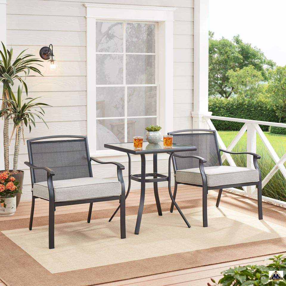 Outdoor Patio Bistro Set, Gray 3 - Piece