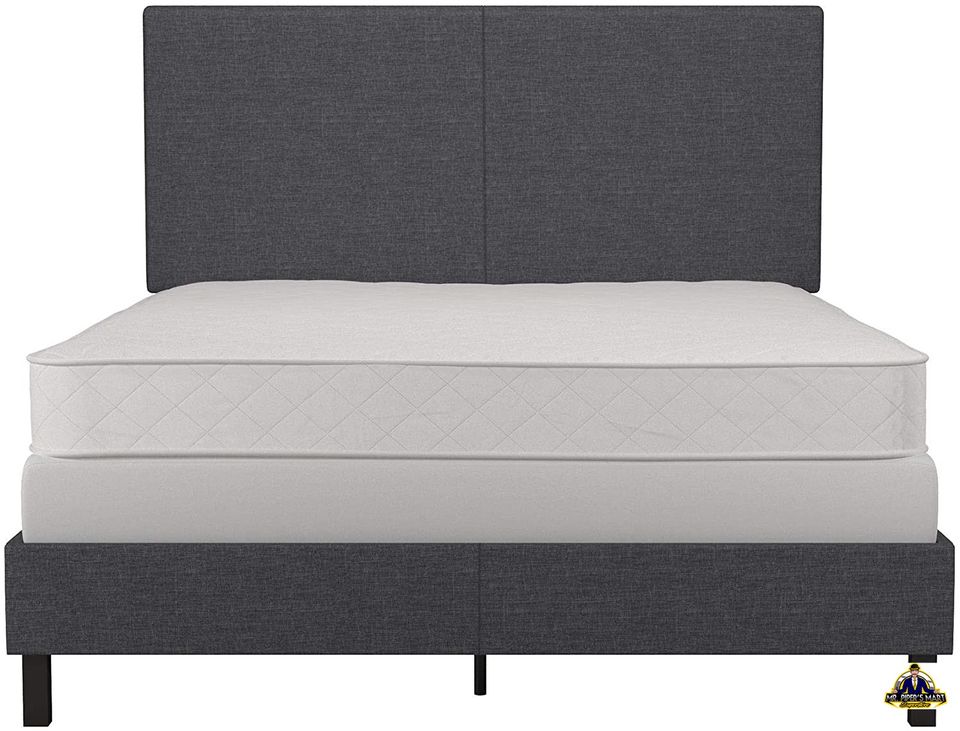 Upholstered Modern Bed Design Queen Grey Linen frame and headboard