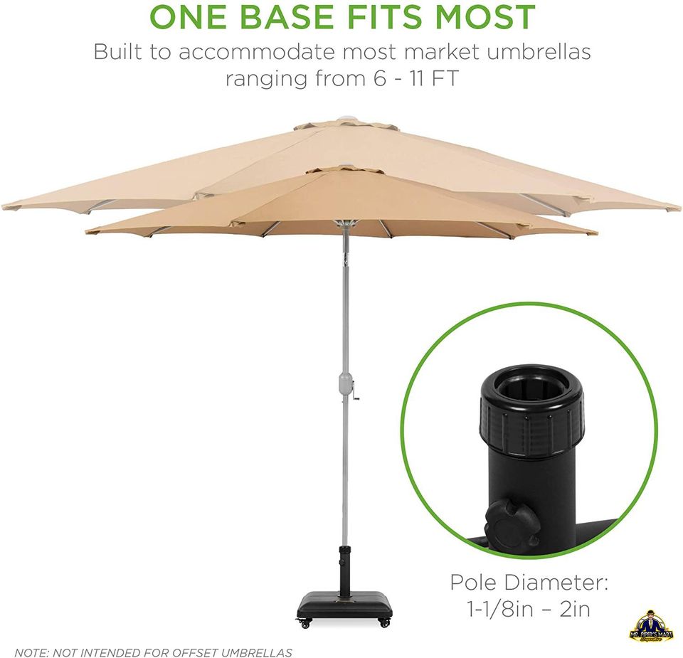 Heavy Duty Square Concrete Rolling Outdoor Patio Umbrella Base Stand w/Locking Wheels, 81-Pound