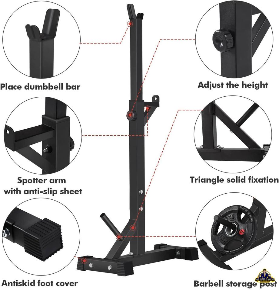 Bench Press Rack Stand Home Gym Adjustable Weight Rack 550Lbs