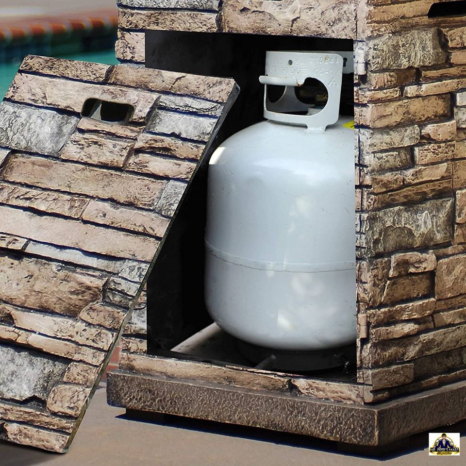 Propane Firebowl Column Realistic Look Firepit Heater Lava Rock Gas Fire Pit 20 lb Natural Stone