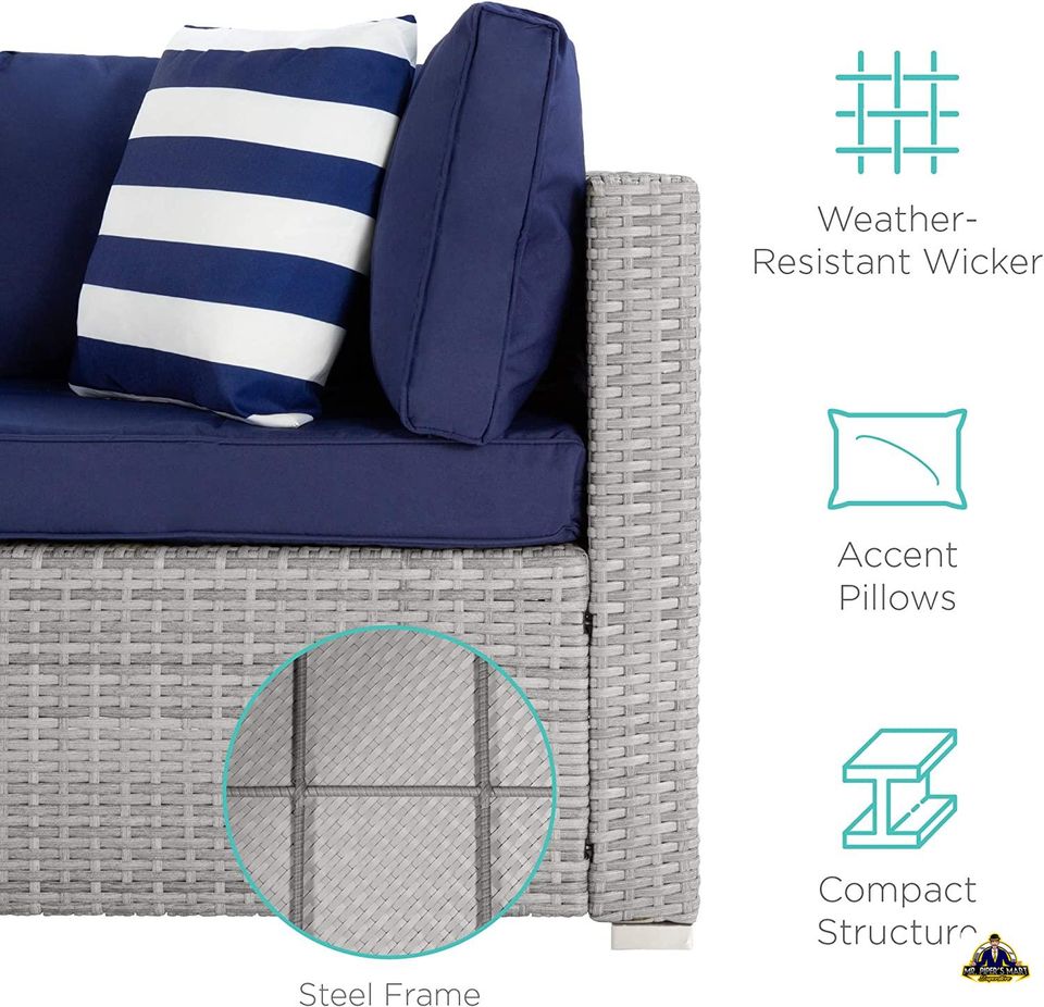 Outdoor Sectional Wicker Furniture for Patio 5-Piece