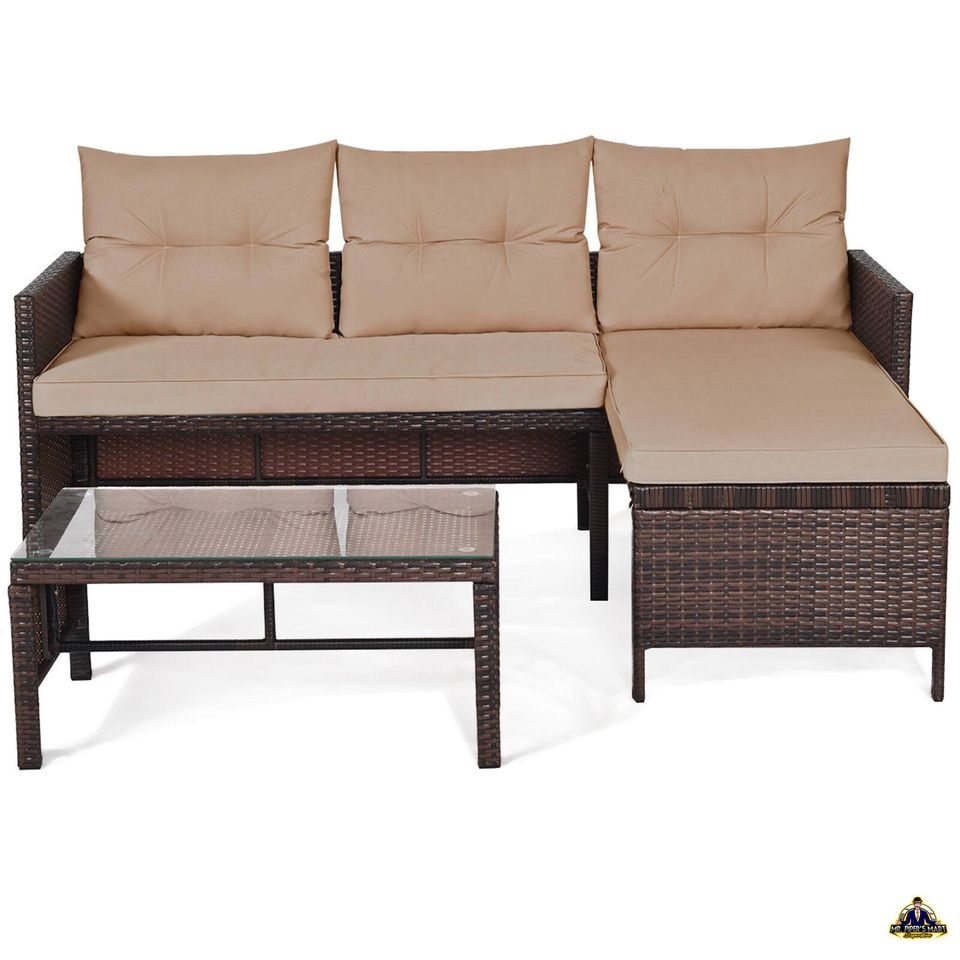 Rattan Furniture Set Outdoor Patio Couch Sofa 3PC