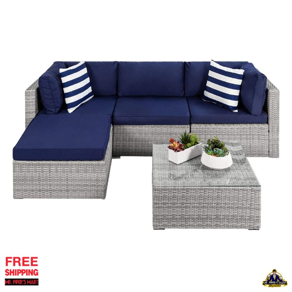 Outdoor Sectional Wicker Furniture for Patio 5-Piece