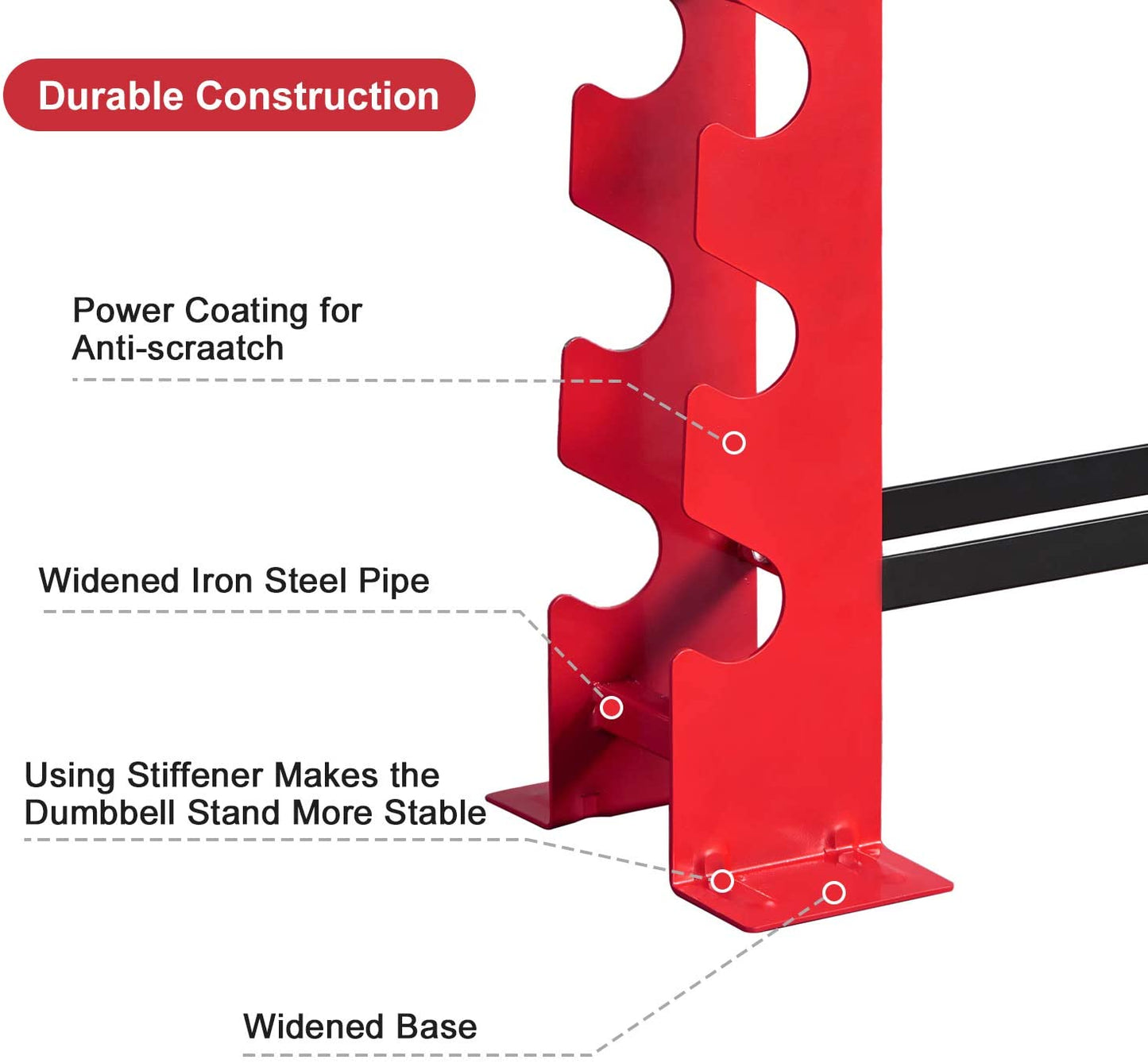 Dumbbell Rack for Home Gym Weight Rack 22.04 x 9.05 x 28.3 inches, 330 LBS Capacity Stand Only Red