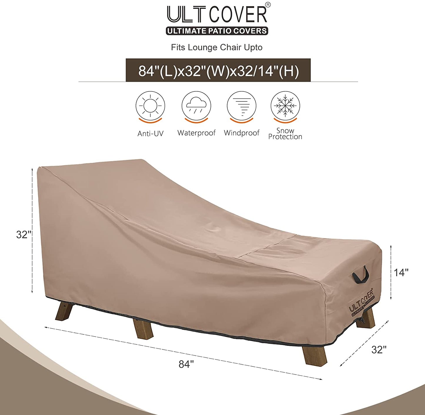 Patio Lounge Chair Cover Heavy Duty Outdoor Chaise Lounge Covers 2 Pack