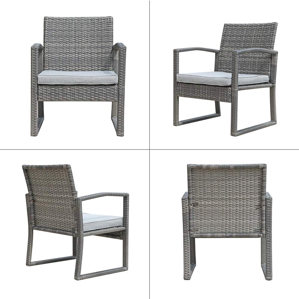 Outdoor Patio Furniture Set, with Coffee Table 3 Pieces (Light Gray)