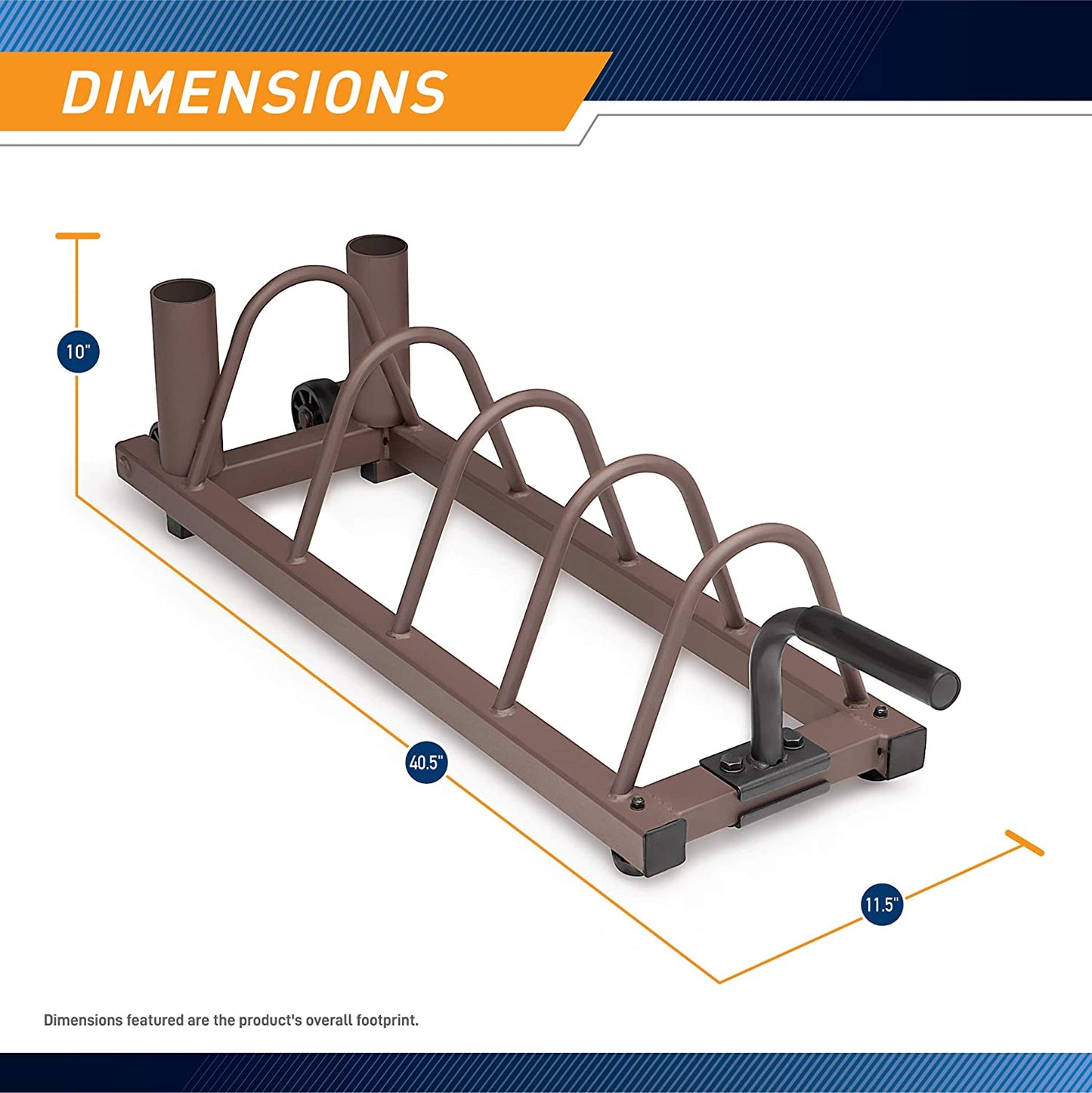 Horizontal Plate and Olympic Bar Rack Organizer with Steel Frame and Transport Wheels
