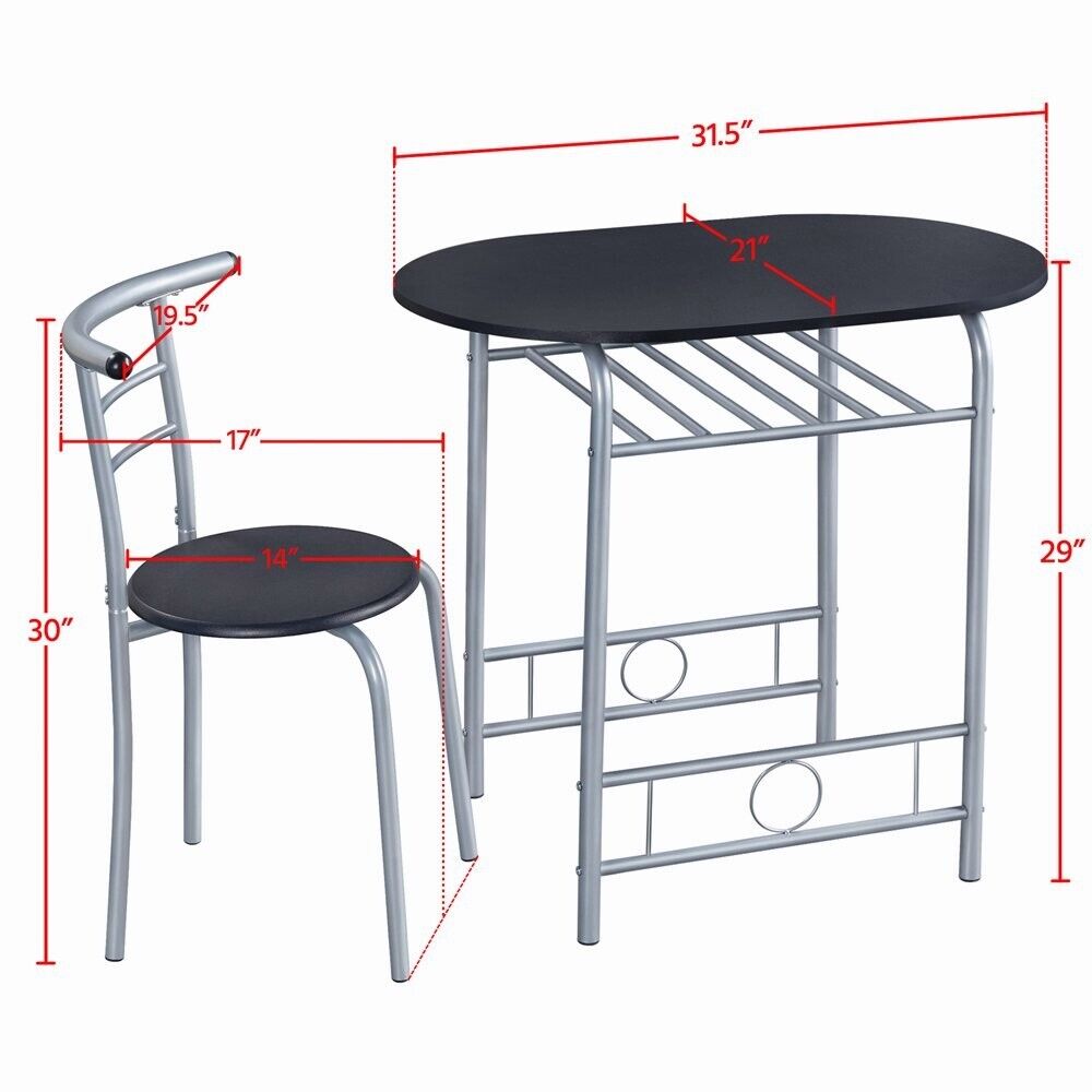 Kitchen Dining Table and Chairs Dinner Set (Black)
