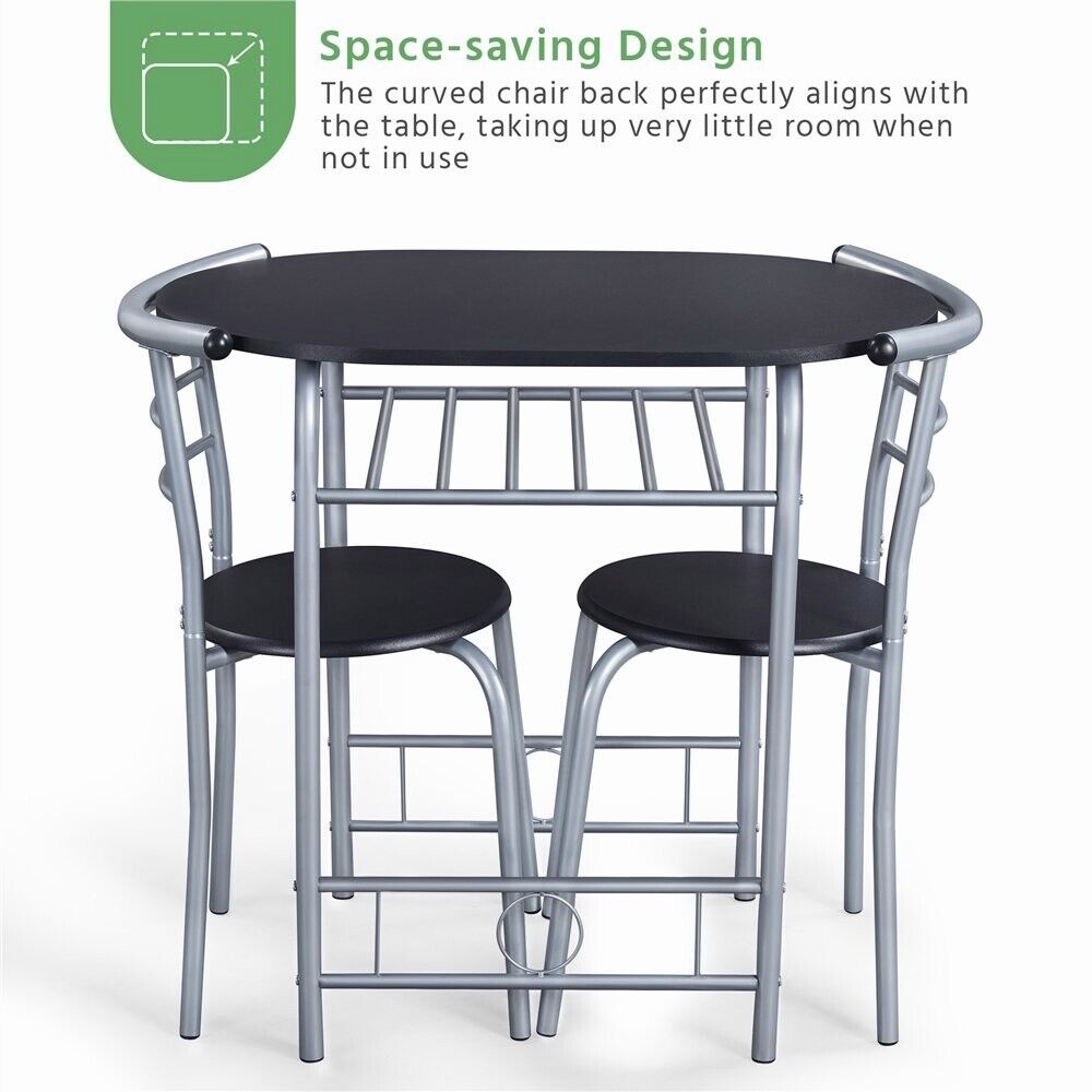 Kitchen Dining Table and Chairs Dinner Set (Black)