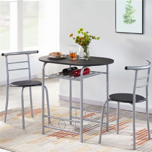 Kitchen Dining Table and Chairs Dinner Set (Black)