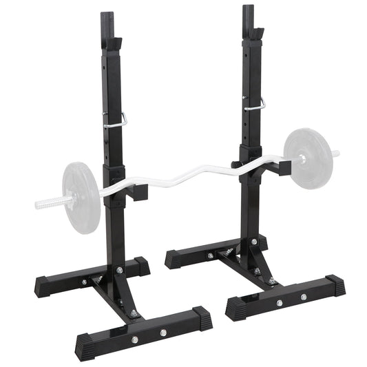 Pair of Adjustable Barbell Rack Stand Squat Bench Press Home GYM Weightlifting Fitness Exercise