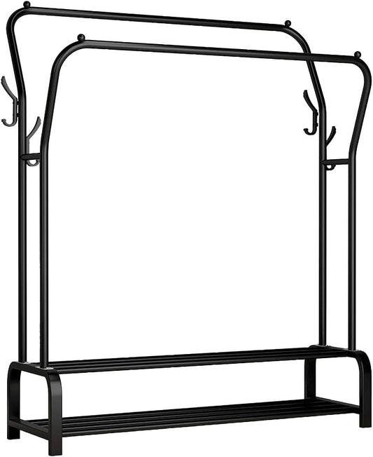 Garment Rack Freestanding Hanger Double Rods Multi-functional Bedroom Clothing Rack