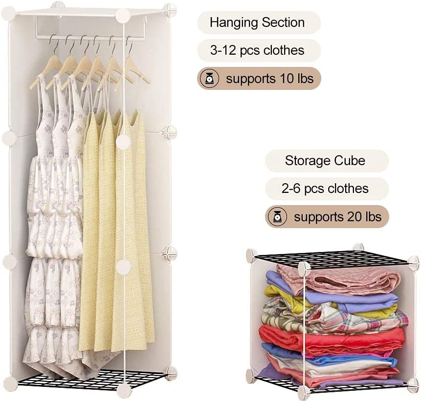 Cube Storage Organizer Portable Closet Wardrobe Bedroom Dresser 25 Cubes, White