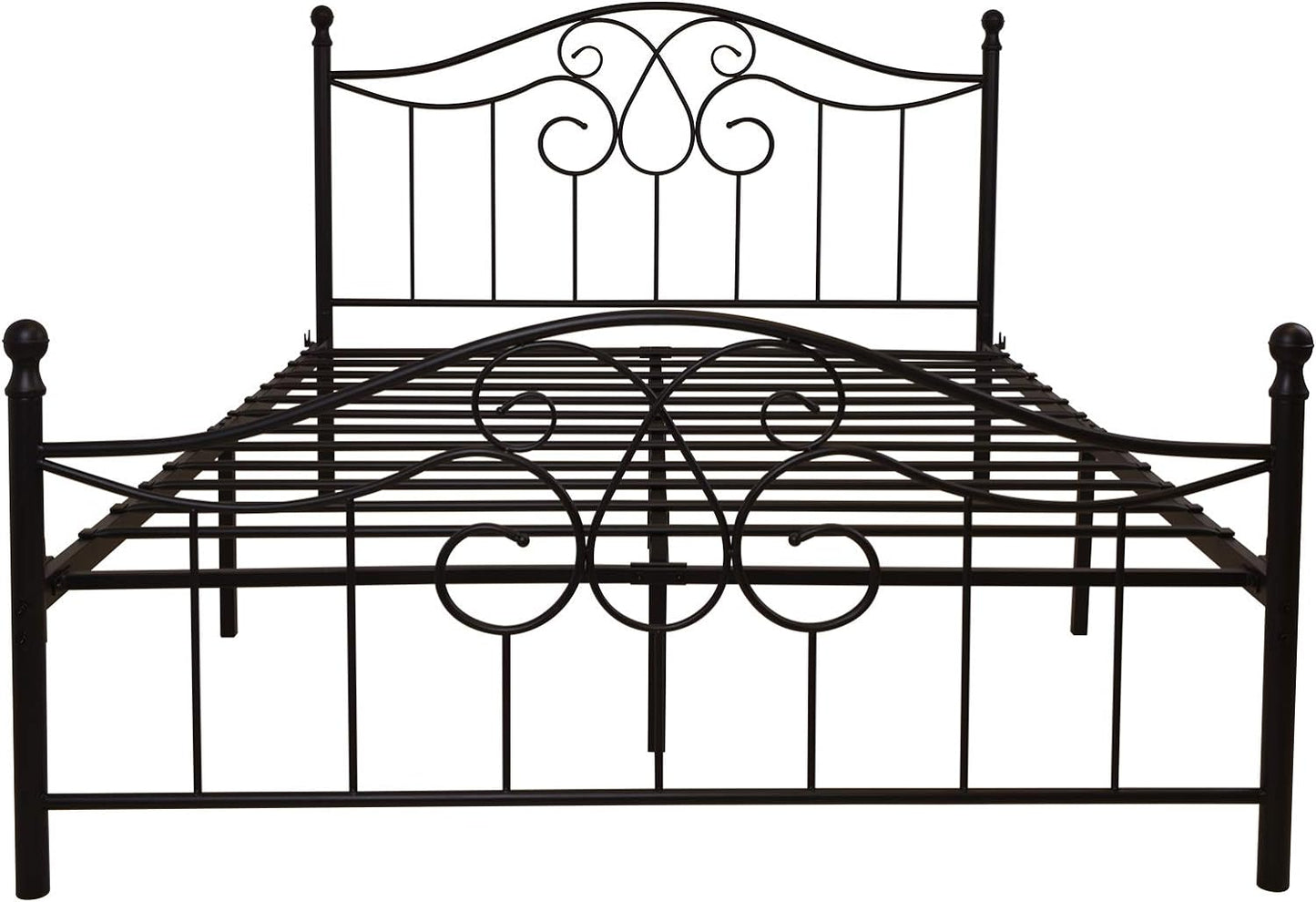 Vintage Sturdy Queen Size Metal Bed Frame with Headboard and Footboard