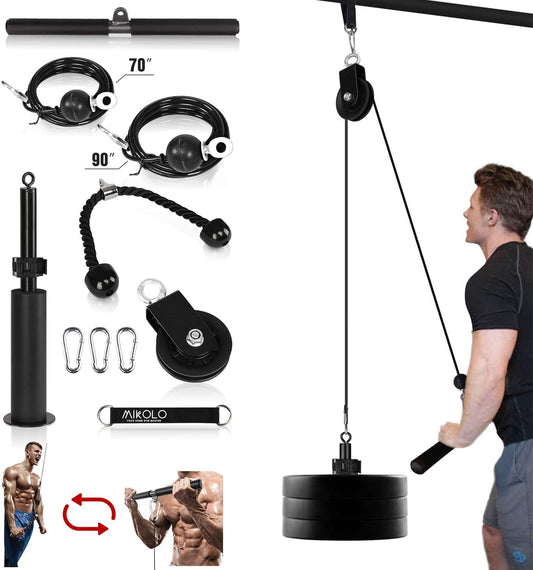 LAT & Lift Pulley System Dual Cable Machine (70''&90'') w/ Loading Pin for Triceps