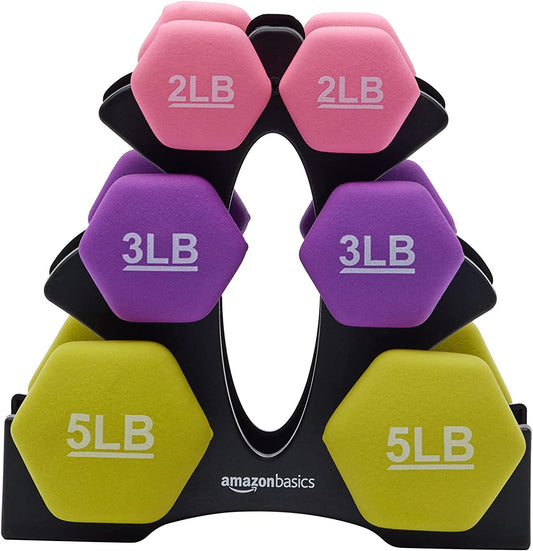 Dumbbell Weight Set Neoprene Coated Cast Iron with Stand