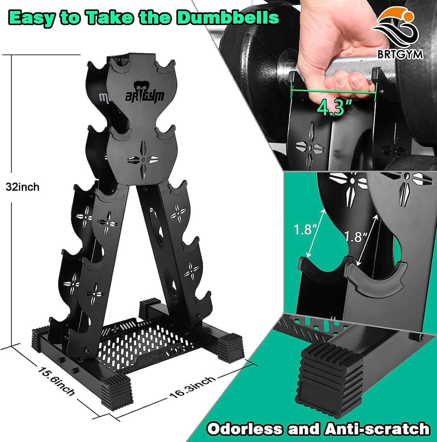 Dumbbells Rack Weight Stand, 13GA Steel Constructed, Max Support 570lbs, 5- Tier