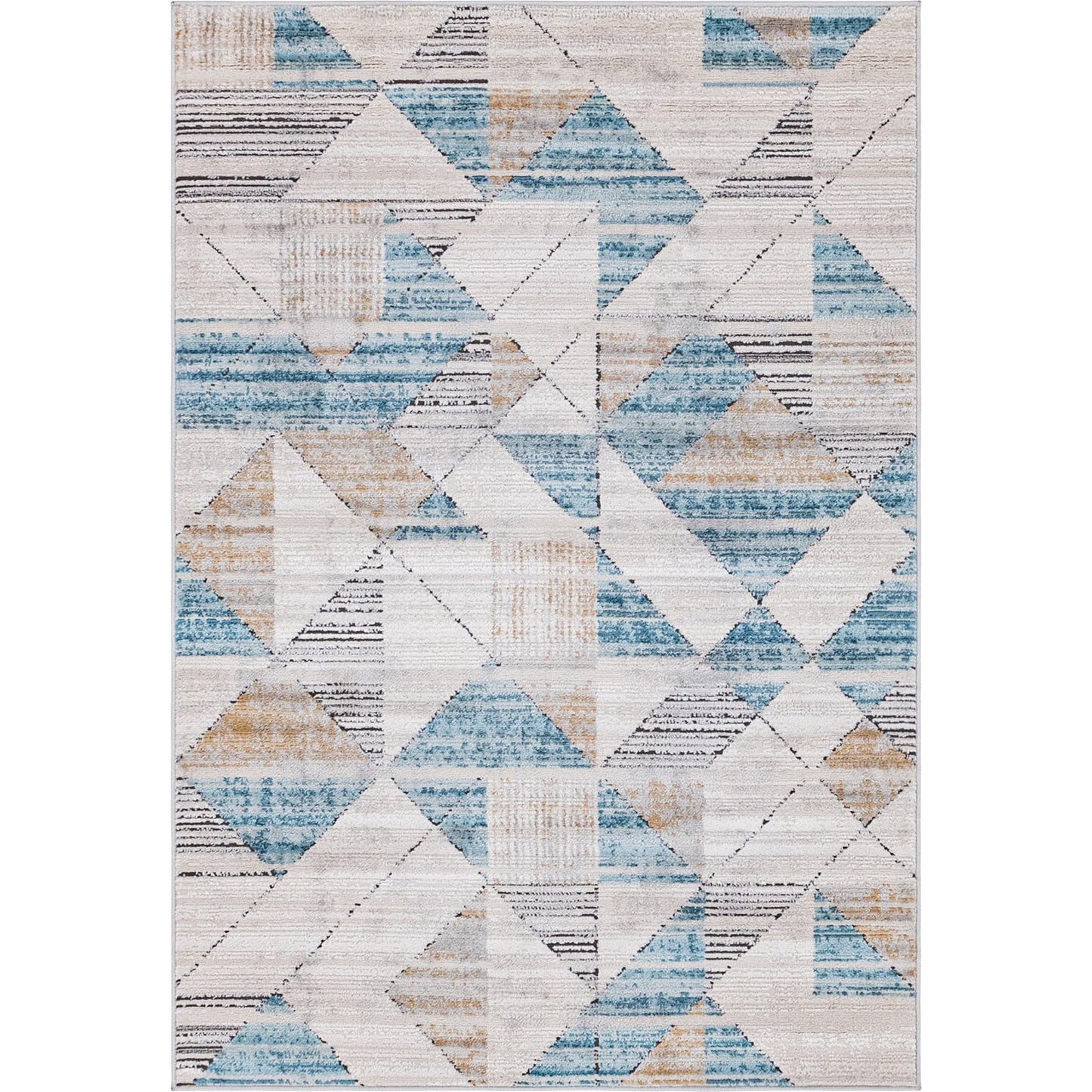 Area Rug Low Pile Perfect For Living Room Bedroom Blue, 4 x 6