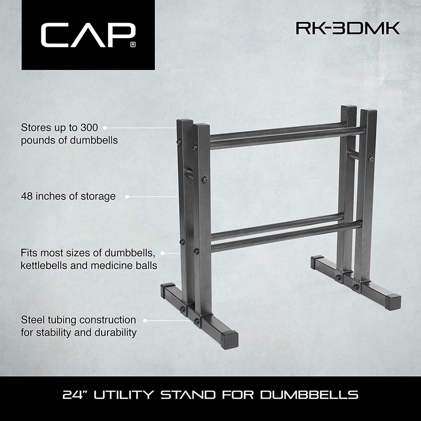 Barbell 24" Utility Rack for Dumbbells, Medicine Balls and Kettlebells