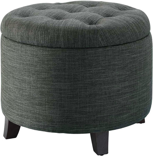 Comfort Round Ottoman, Gray Fabric