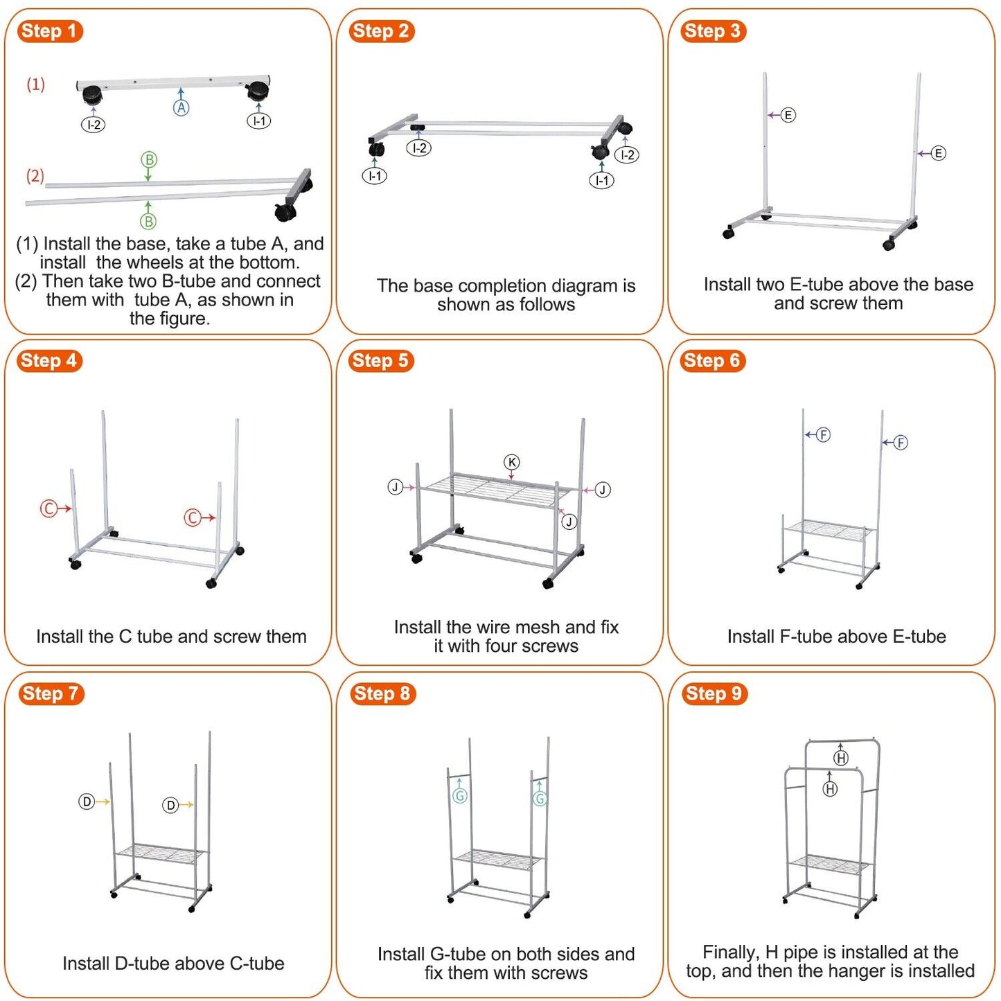 Garment Clothing Rack Double Rails Hanging Shelf Closet Storage w/Rolling Wheel