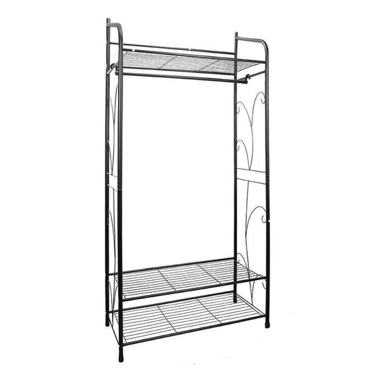 Clothes Double Rail Rack Garment Hanging Heavy Duty Organizer Coat Storage Shelf