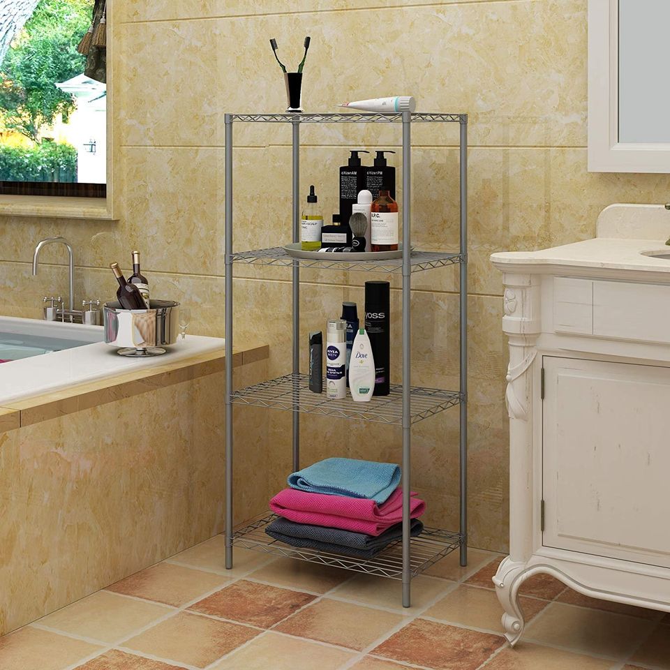 Wire Shelving 4-Tier Shelves Unit Metal Storage Rack Durable Organizer for Pantry Closet Grey