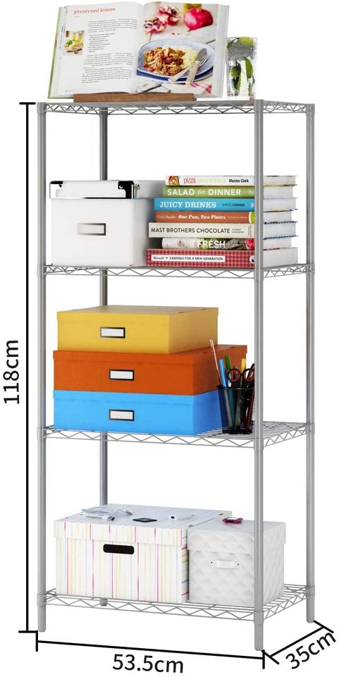 Wire Shelving 4-Tier Shelves Unit Metal Storage Rack Durable Organizer for Pantry Closet Grey
