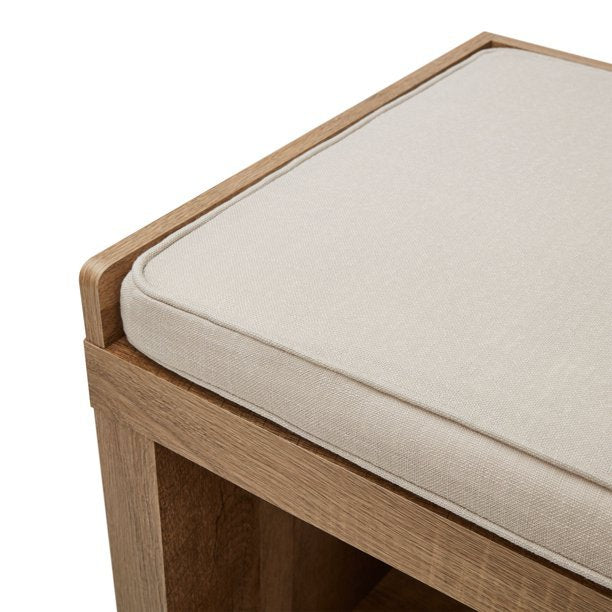 Storage Bench Wood Cushion Window 4 Seat Cube Organizer (Weathered)