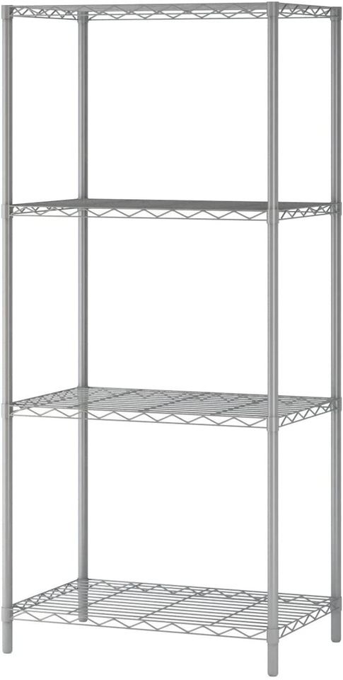 Wire Shelving 4-Tier Shelves Unit Metal Storage Rack Durable Organizer for Pantry Closet Grey