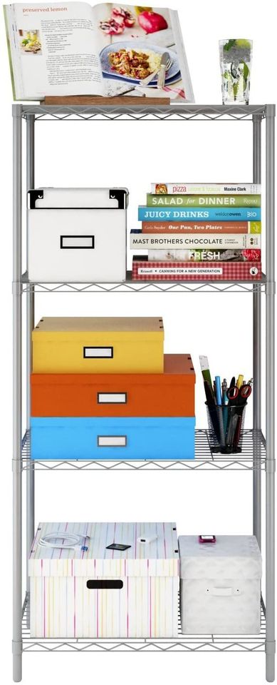 Wire Shelving 4-Tier Shelves Unit Metal Storage Rack Durable Organizer for Pantry Closet Grey