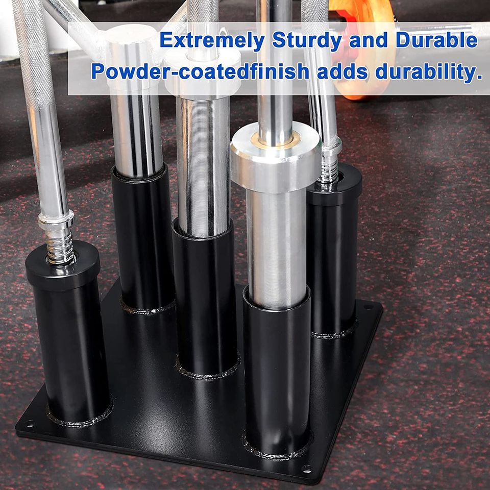 Barbell Storage Holder for 1" and 2" Olympic Bars EZ-Bars Trap Bars (5 Bars)