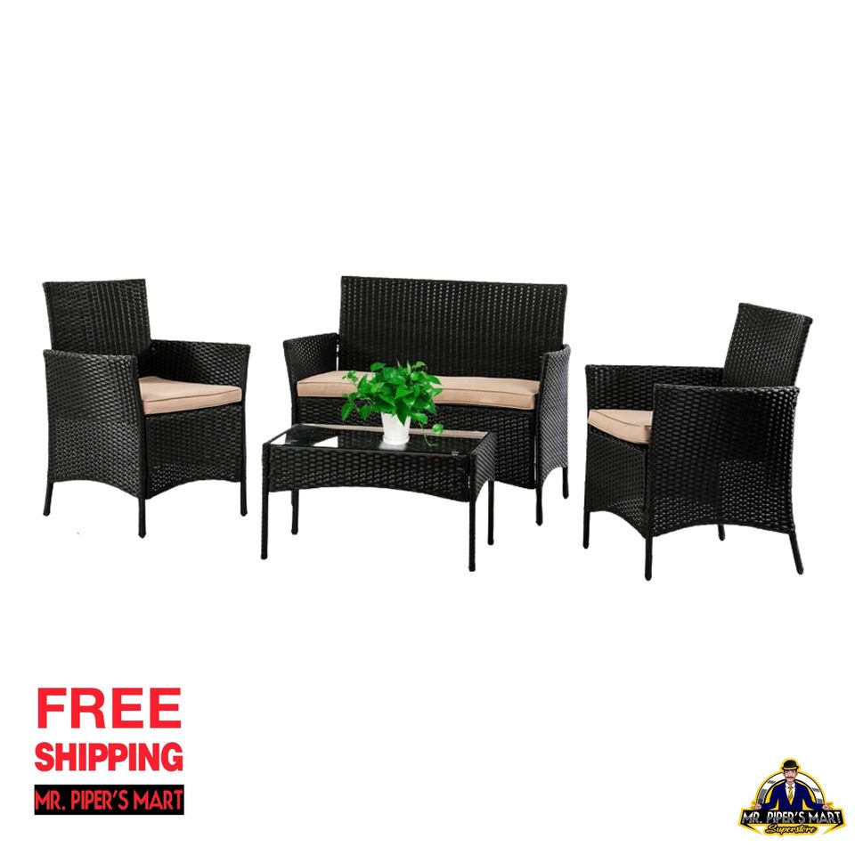 Patio Furniture Set 4 Pieces Outdoor Rattan Chair Wicker Sofa