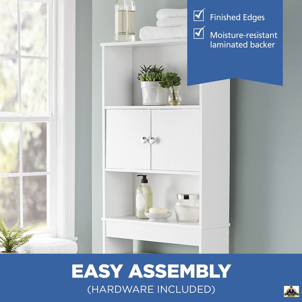 Bathroom Space Saver with 3 Fixed Shelves over the Toilet Storage