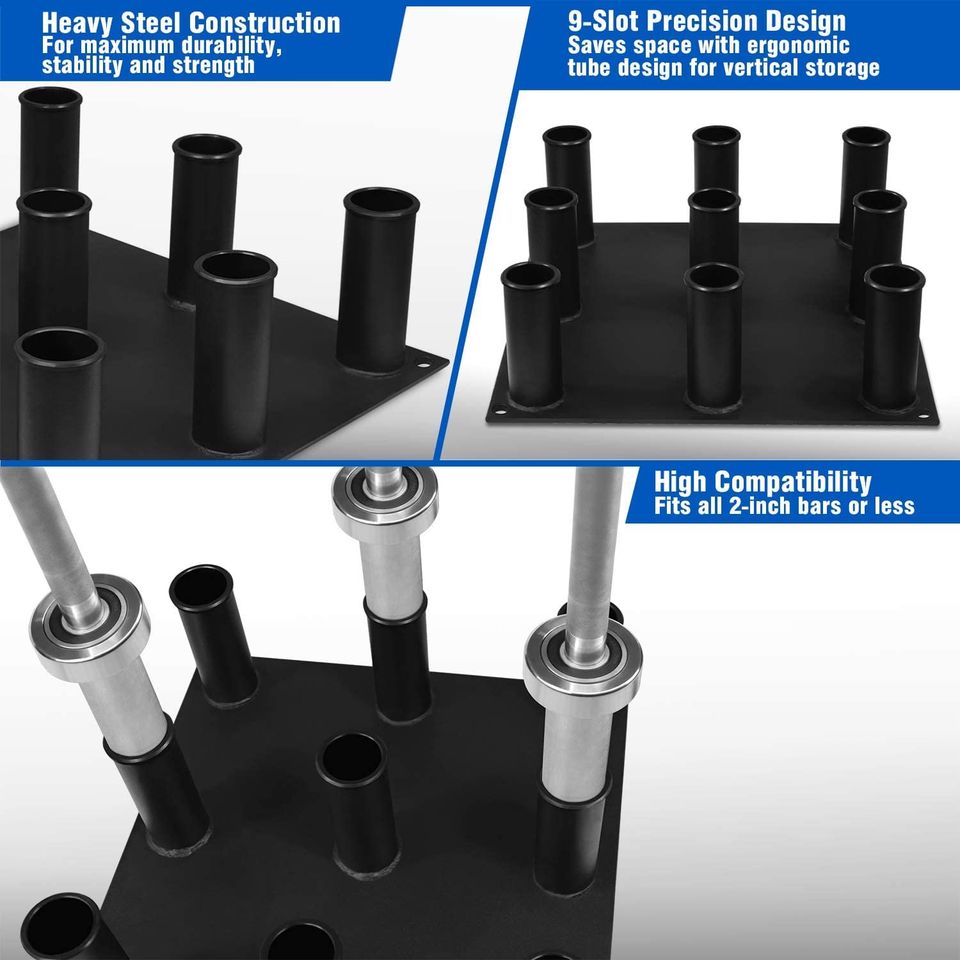 Barbell Holder Vertical Storage Rack Fit 2" Olympic Bar (9 Bars)