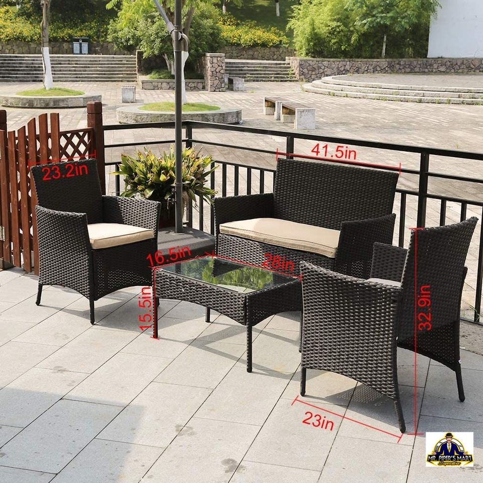 Patio Furniture Set 4 Pieces Outdoor Rattan Chair Wicker Sofa