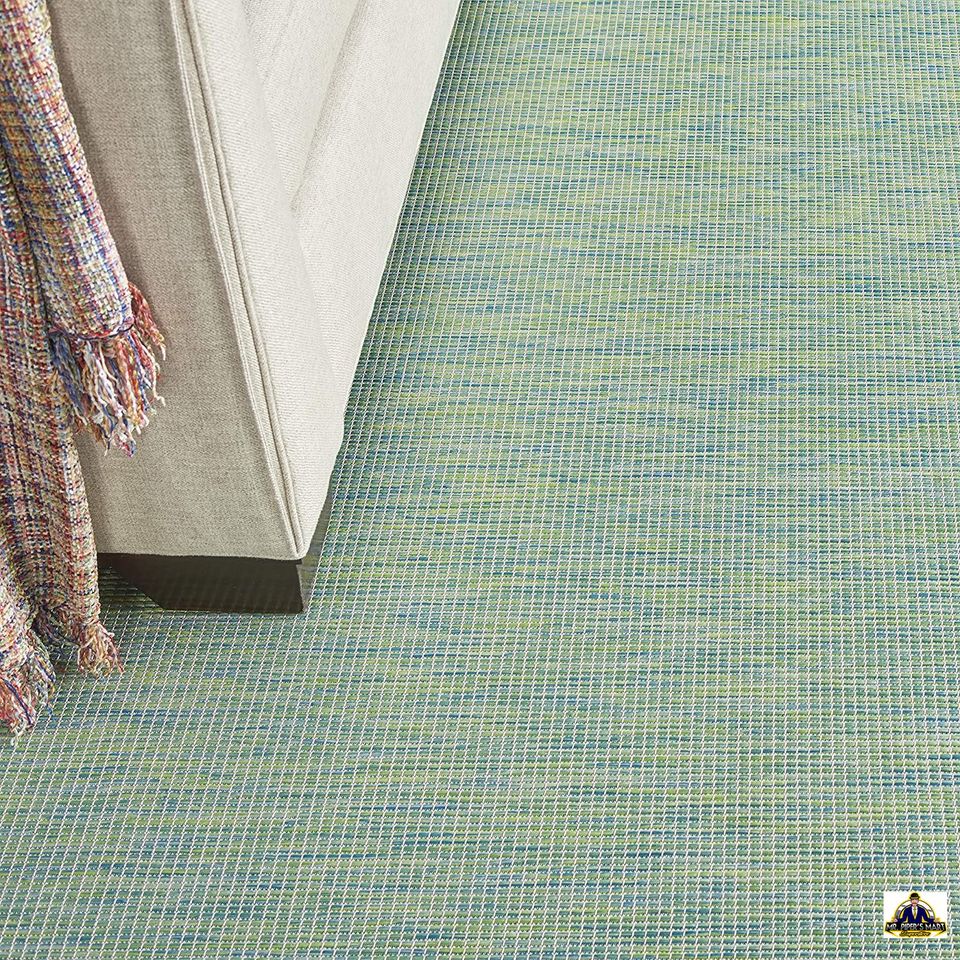 Area Rug Indoor/Outdoor Blue Green 5' x 7' Easy Cleaning, Non Shedding