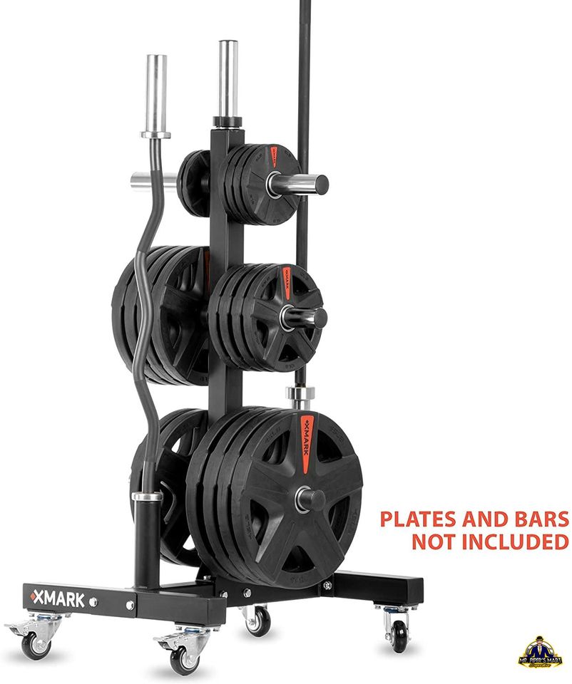 Olympic Weight Plate Tree Commercial Vertical Storage Tree 750lb with Wheels
