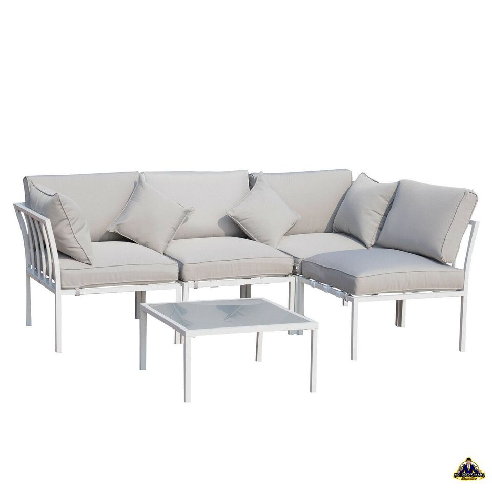 Patio Garden Sofa Set Sectional Furniture Outdoor Couch W/ Cushion Lawn Grey 5PC