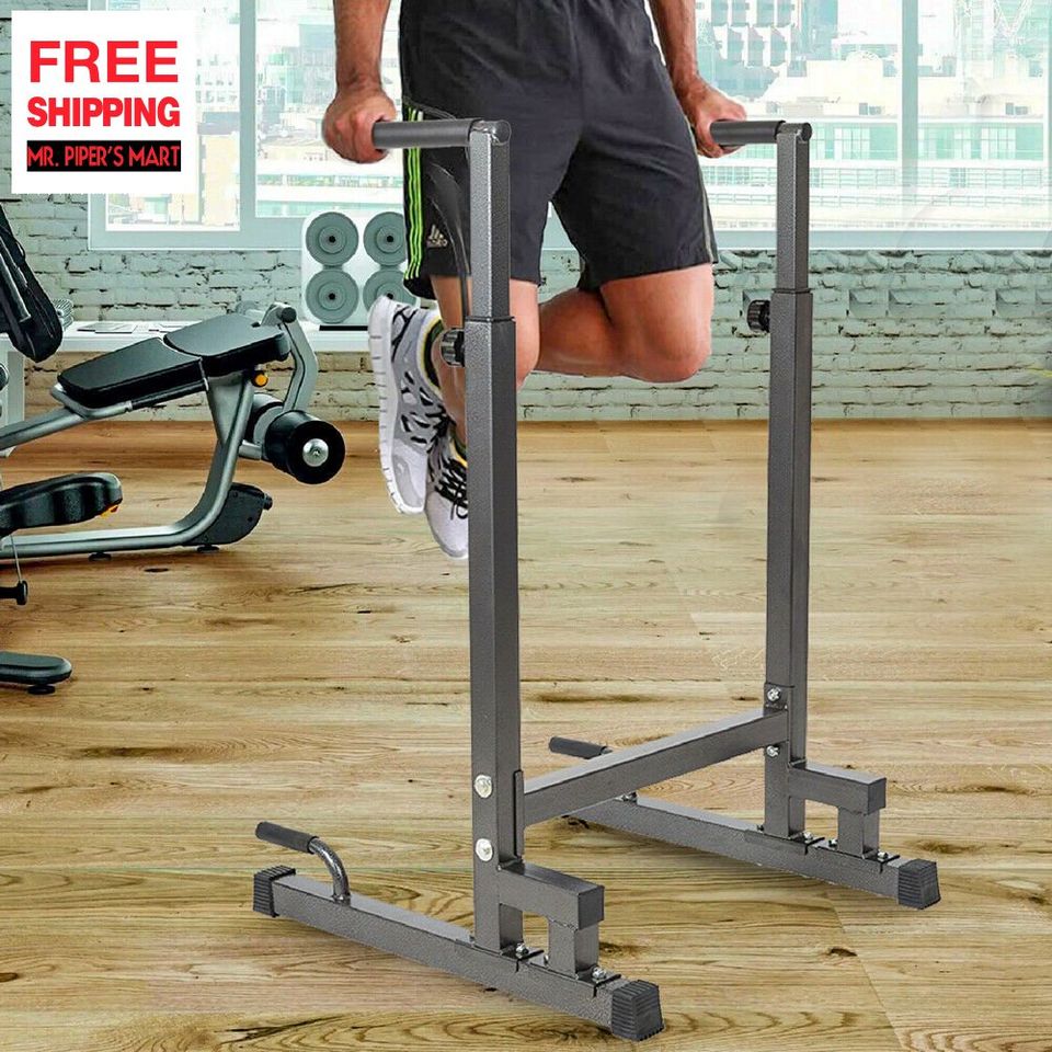 Multifunction Dip Station Power Tower Pull Up Stand Adjustable Home Gym