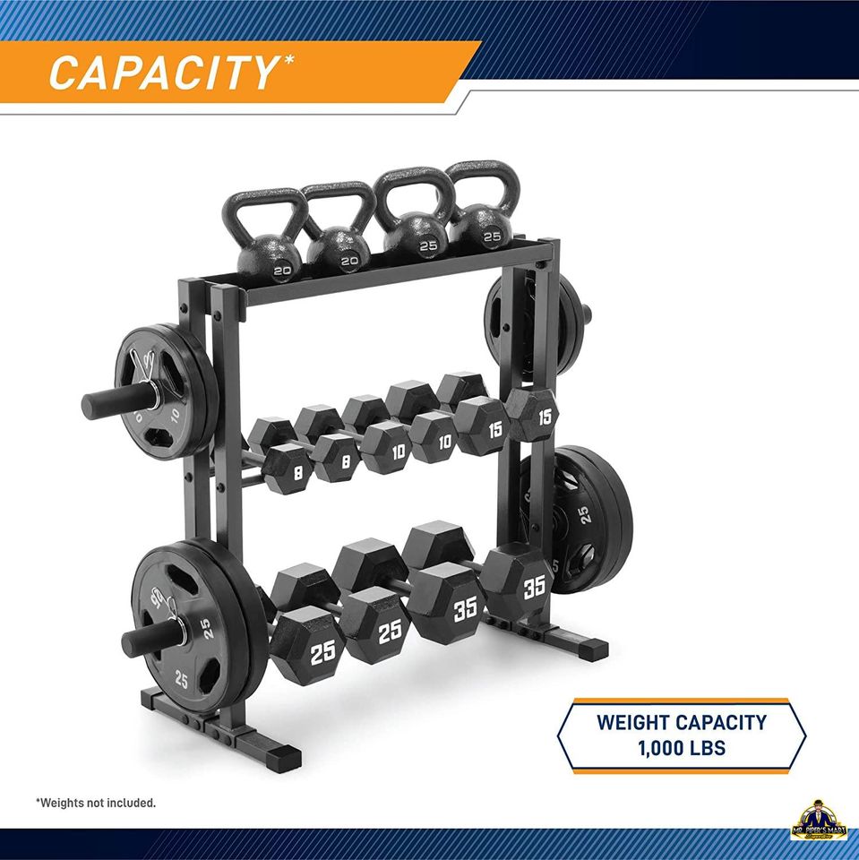 Storage Rack for Dumbbells, Kettlebells, and Weight Plates