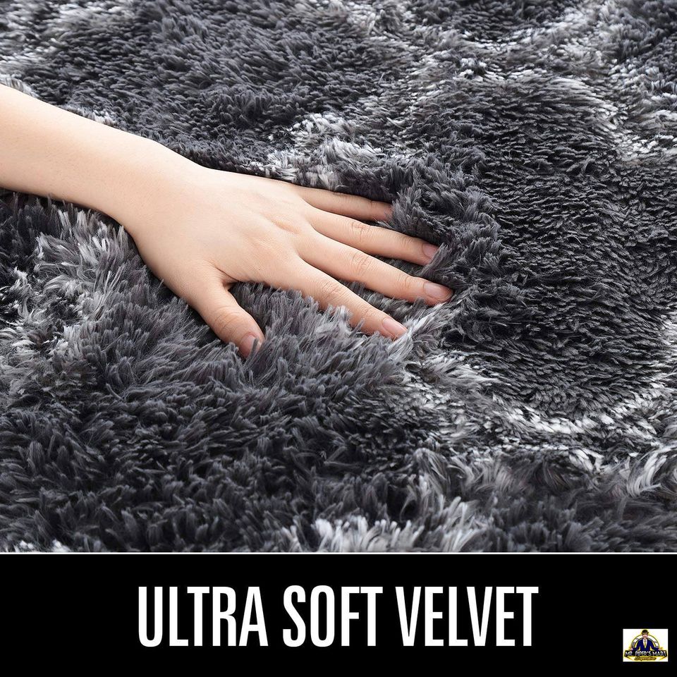 Area Rug Indoor Geometric Moroccan Extra Soft and Comfy Carpet, 6x9 Feet Dark Grey/White