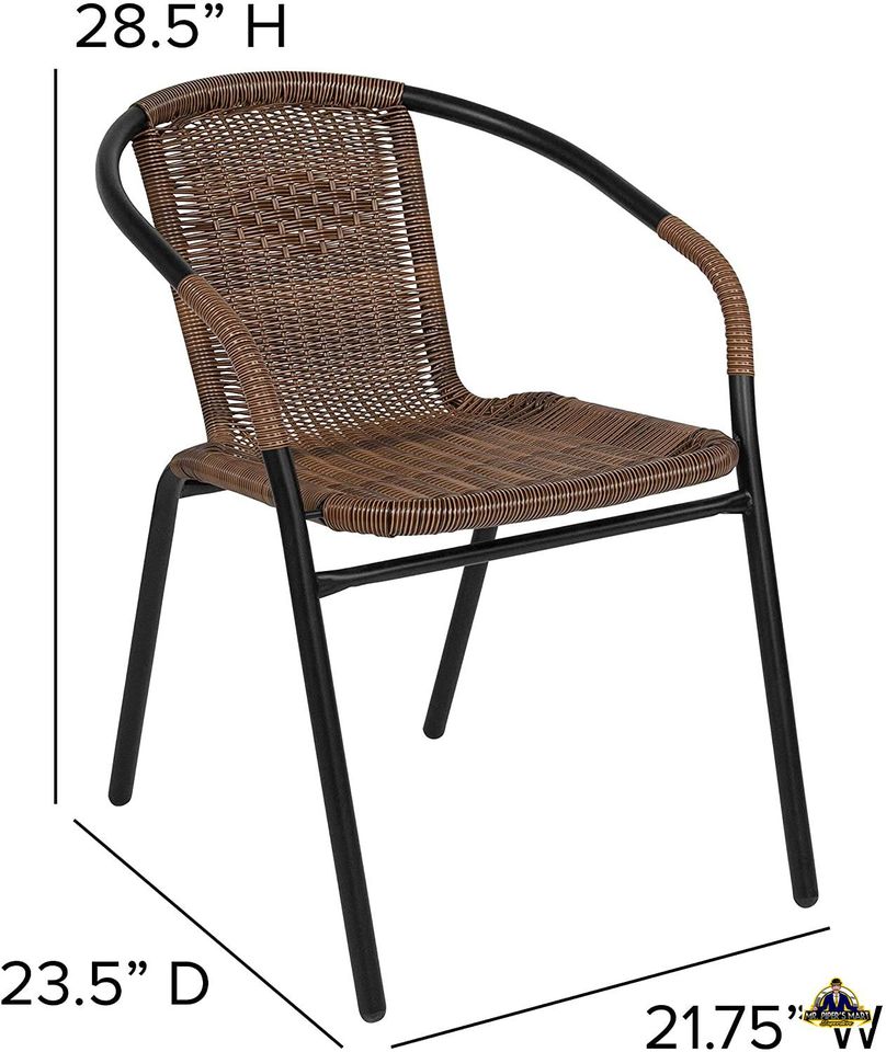 Restaurant Stack Chair Medium Brown Rattan Indoor-Outdoor 2 Pack