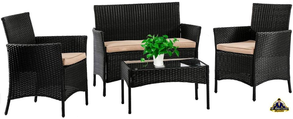 Patio Furniture Set 4 Pieces Outdoor Rattan Chair Wicker Sofa