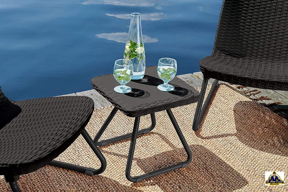 Patio Furniture Set with Side Table and Outdoor Chairs, Dark Grey